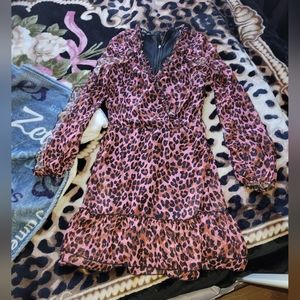 Pink leopard print dress